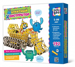 Конструктор магнитный в коробке, 192 элемента, 3 типа (Kribly Boo, 30229)